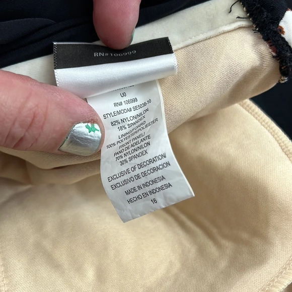 Contour By Beach Scene Black Tan Patterned Halter One Piece Swimsuit Womens 16 - Picture 8 of 8